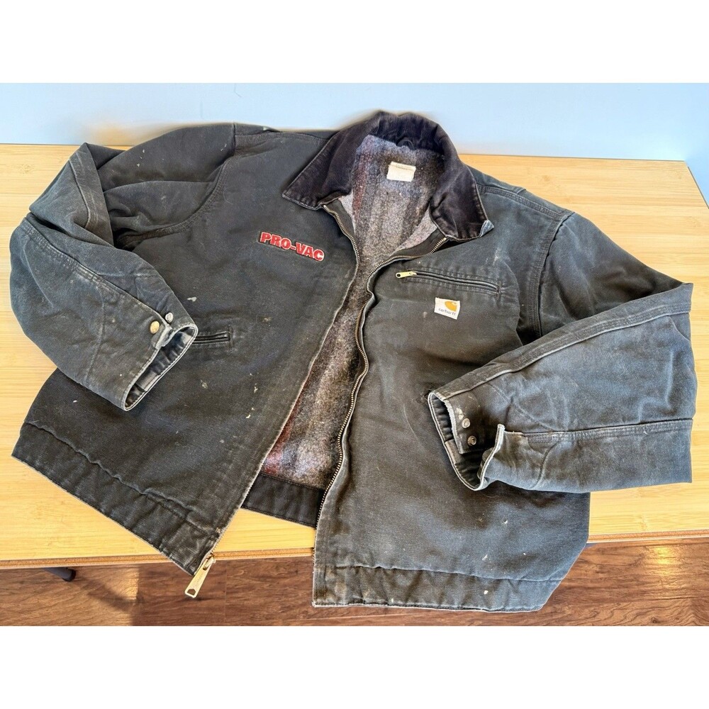 Vintage Carhartt J01-BLk Blanket Lined Jacket Mens Size 46 Reg w/ProVac Logo